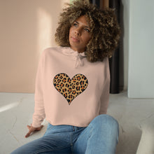 Load image into Gallery viewer, Crop Leopard Print Heart Hoodie
