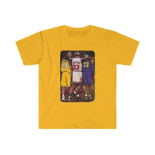 Load image into Gallery viewer, GOAT (Mike, Kobe &amp; Lebron) Unisex Softstyle T-Shirt
