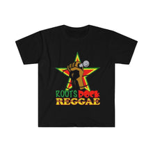 Load image into Gallery viewer, Roots Rock Reggae Holding A Microphone Unisex Softstyle T-Shirt
