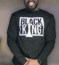 Load image into Gallery viewer, Long sleeve black king T-shirt
