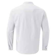 Charger l&#39;image dans la galerie, Mens Cotton And Linen Shirt Casual Long Sleeve Simple Style Breathable Henry Neck
