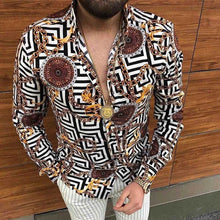 Load image into Gallery viewer, Fashion Luxury man shirt Lapel Buttoned Shirt Casual Designer Print Long Sleeve Tops Men&#39;s Clothing social Cardigan shirt
