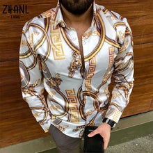 Load image into Gallery viewer, Fashion Luxury man shirt Lapel Buttoned Shirt Casual Designer Print Long Sleeve Tops Men&#39;s Clothing social Cardigan shirt
