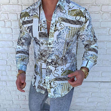 Charger l&#39;image dans la galerie, Fashion Luxury man shirt Lapel Buttoned Shirt Casual Designer Print Long Sleeve Tops Men&#39;s Clothing social Cardigan shirt
