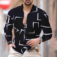 Load image into Gallery viewer, Fashion Luxury man shirt Lapel Buttoned Shirt Casual Designer Print Long Sleeve Tops Men&#39;s Clothing social Cardigan shirt
