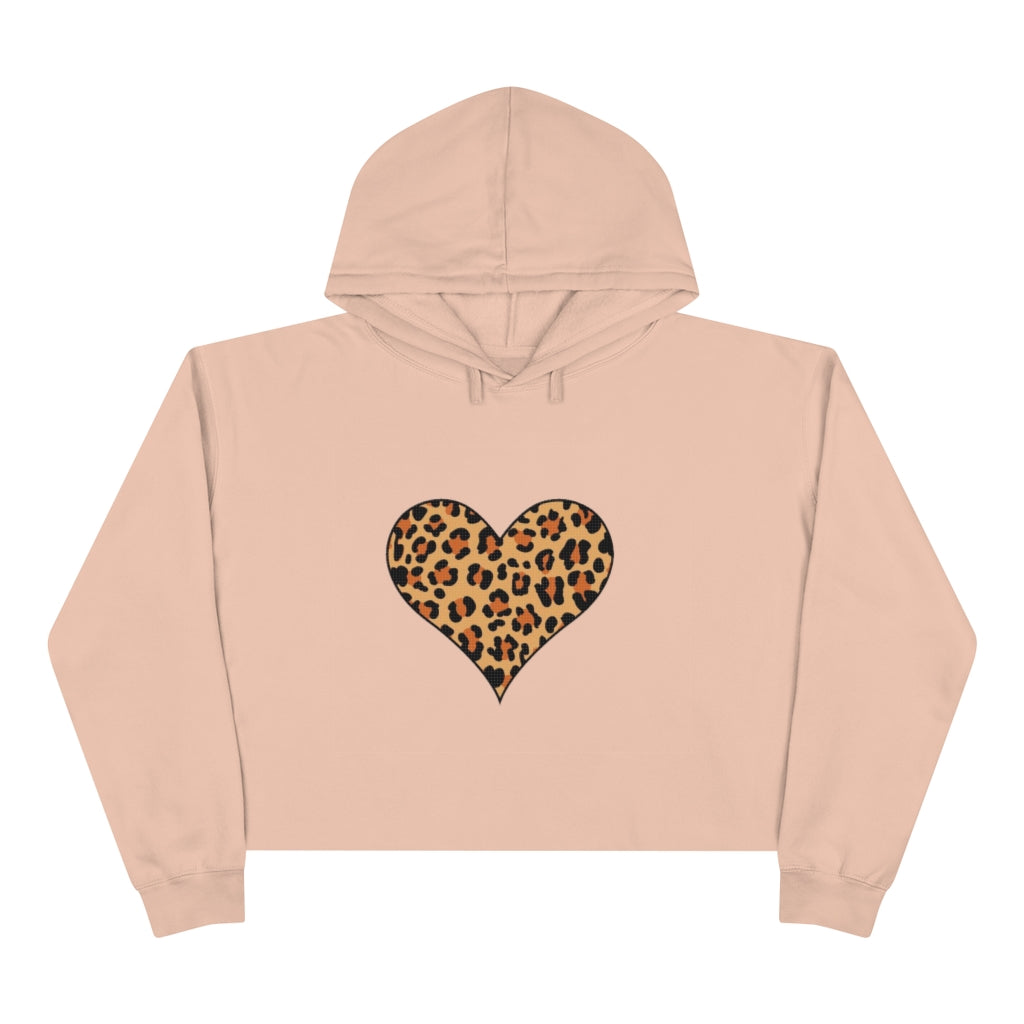 Crop Leopard Print Heart Hoodie