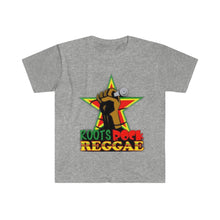 Load image into Gallery viewer, Roots Rock Reggae Holding A Microphone Unisex Softstyle T-Shirt
